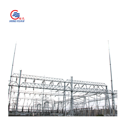 Hot Dip Galvanized Substation Steel Structures Steel Gantry Electric Pole Untuk Transmisi Listrik