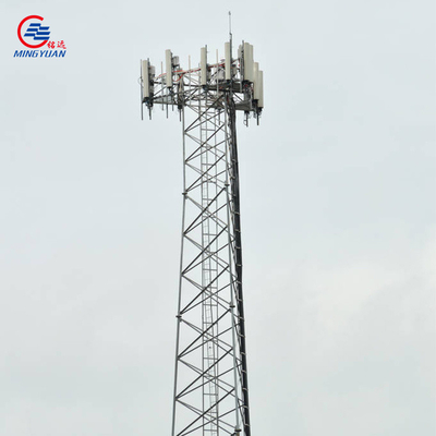 Q355b Angle Lattice Steel Tower Galvanis 4 Berkaki Dengan Sistem Petir Penangkapan Jatuh