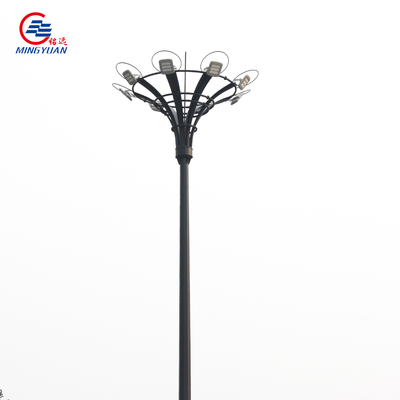 15-55m Tiang Tinggi Solar Street Light Q235b Tiang Galvanis Dengan Sistem Pengangkatan Otomatis