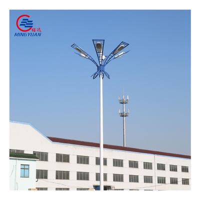 15-55m Tiang Tinggi Solar Street Light Q235b Tiang Galvanis Dengan Sistem Pengangkatan Otomatis
