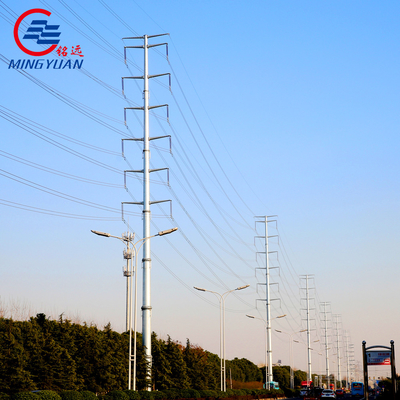 Double Circuit HDG Mast Utility Jalur Transmisi Tiang Baja Oktagonal Poligonal Meruncing