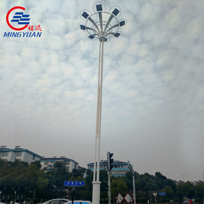 Q345 S355 Tiang Lampu Tiang Tinggi Dengan Tangga Lampu Tubular Baja HDG Untuk Bandara Persegi