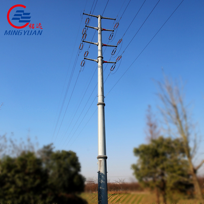 132kV Utilitas Baja Menara Kisi Transmisi Listrik Monopole Tubular Galvanis