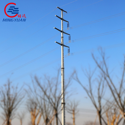 132kV Utilitas Baja Menara Kisi Transmisi Listrik Monopole Tubular Galvanis