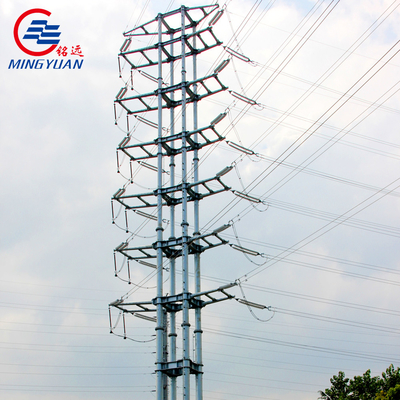132kV Utilitas Baja Menara Kisi Transmisi Listrik Monopole Tubular Galvanis