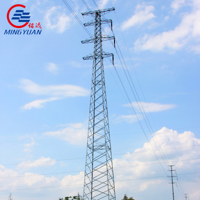 Hot Dip Galvanized Metal Tubular Power Utility Poles Q355B Untuk Jalur Distribusi 60m