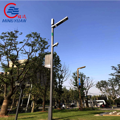 Tiang Lampu Jalan Surya Stainless Steel Berbentuk Y Dengan Lengan Ganda Dicat Galvanis