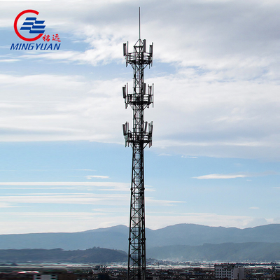 Menara Tiang Antena 55 Meter Menara Sel Telekomunikasi Berbentuk Tabung 4 Kaki